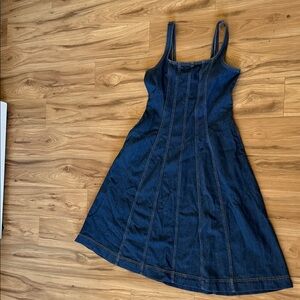 Elegant Dark Blue Denim Midi Dress